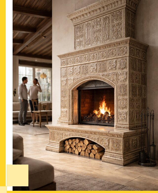 Купить изразцовый камин в Искитиме от 254800 р. | ЭриданСкм