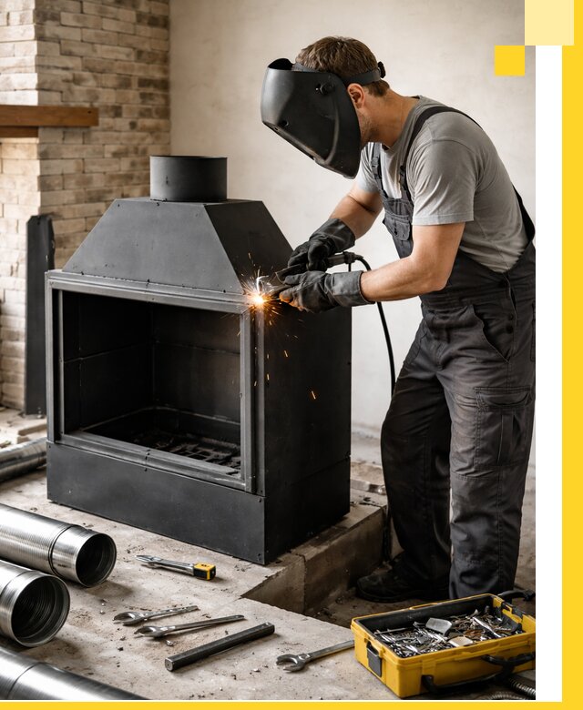 Продажа и установка металлических каминов в Искитиме под ключ