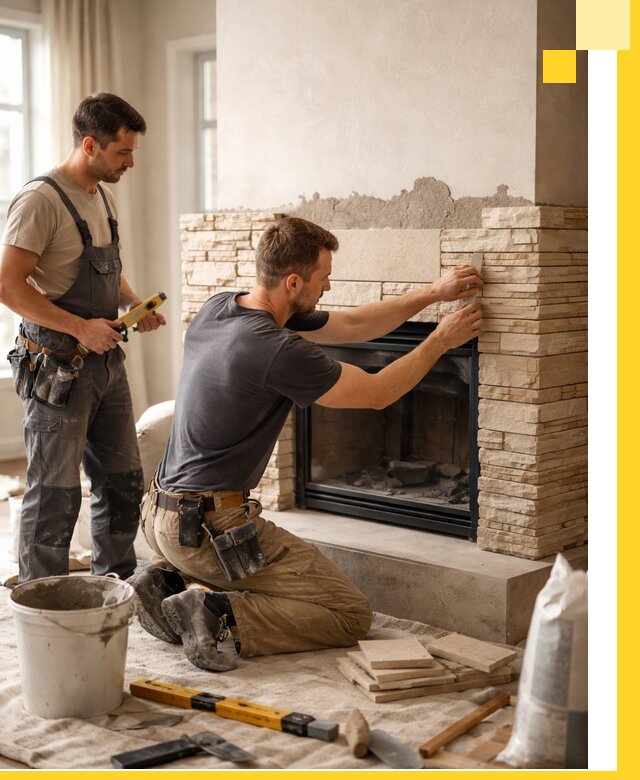 Установка и монтаж каминов для загородного дома в Искитиме