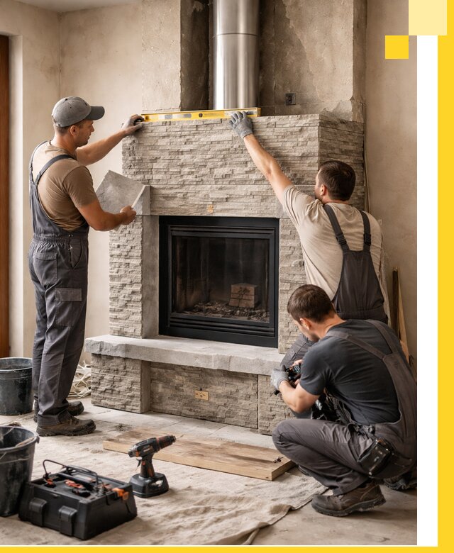 Профессиональный монтаж каминов под ключ в Искитиме для дома