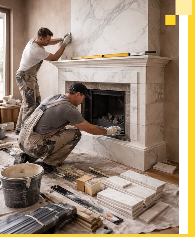 Отделка каминов в Искитиме качественные облицовочные работы