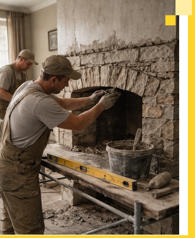 Изготовление каминов под ключ в Искитиме, монтаж и отделка