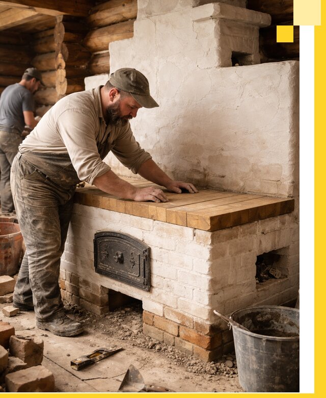 Проектирование и установка русской печи с лежанкой в Искитиме