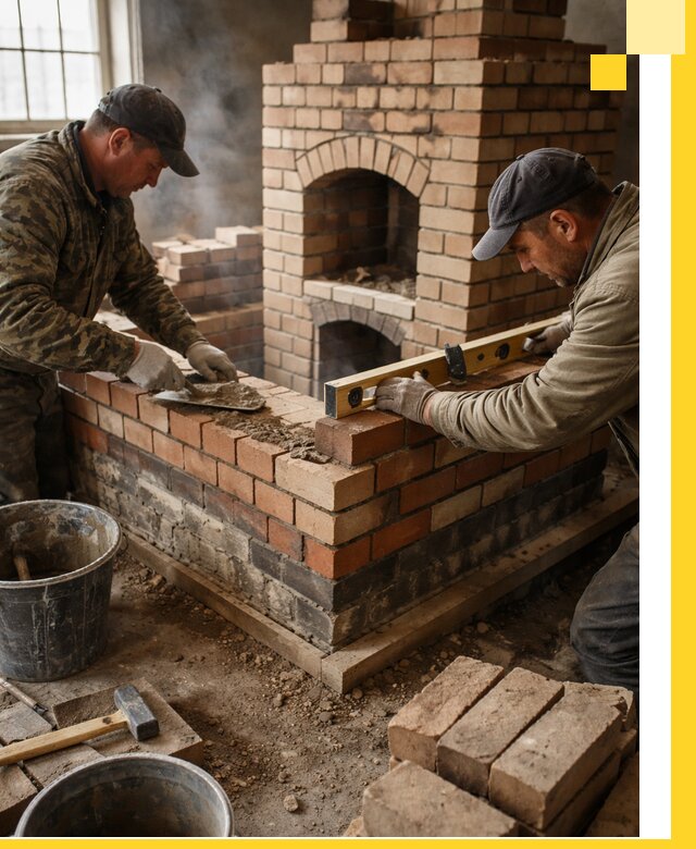 Изготовление и монтаж печей и каминов из кирпича в Искитиме