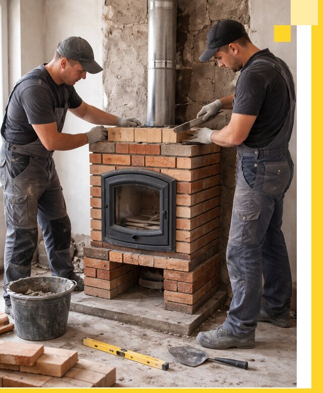 Монтаж печи камина под ключ в Искитиме с гарантией и пусконаладкой