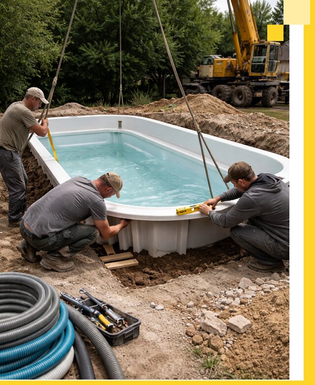 Установка и монтаж композитных бассейнов под ключ в Искитиме