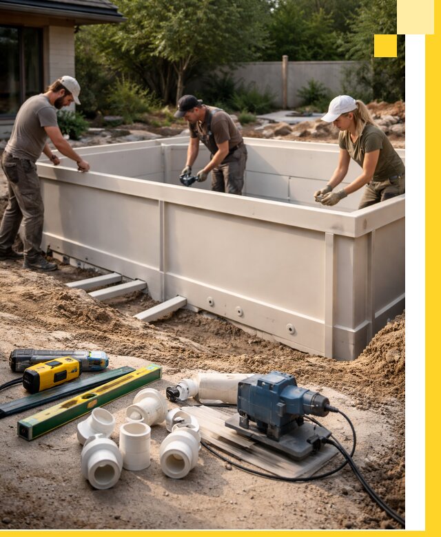 Установка полипропиленовых бассейнов под ключ в Искитиме