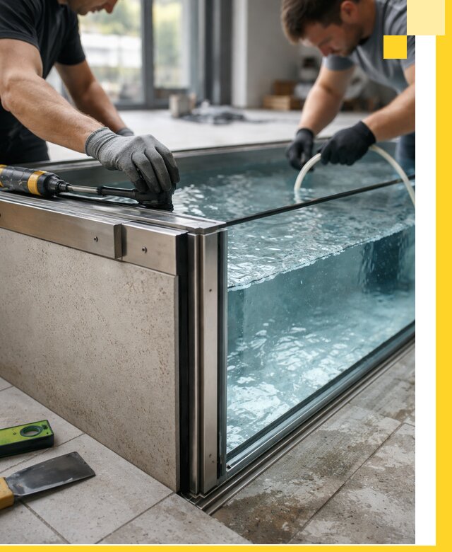 Проектирование и монтаж стеклянных бассейнов в Искитиме