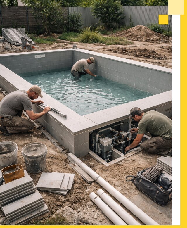 Строительство и монтаж бассейнов для дачи под ключ в Искитиме