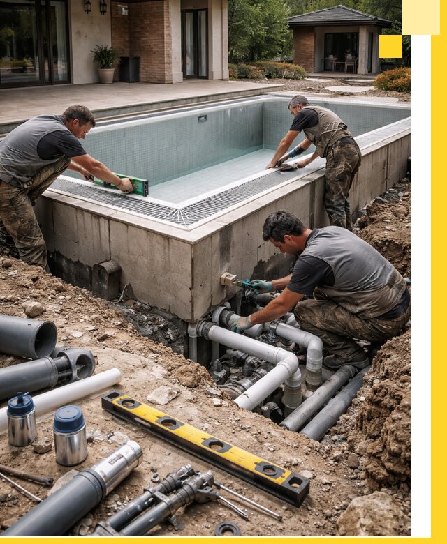 Строительство переливных бассейнов в Искитиме под ключ