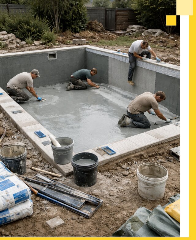 Изготовление и монтаж чаши бассейна под ключ в Искитиме