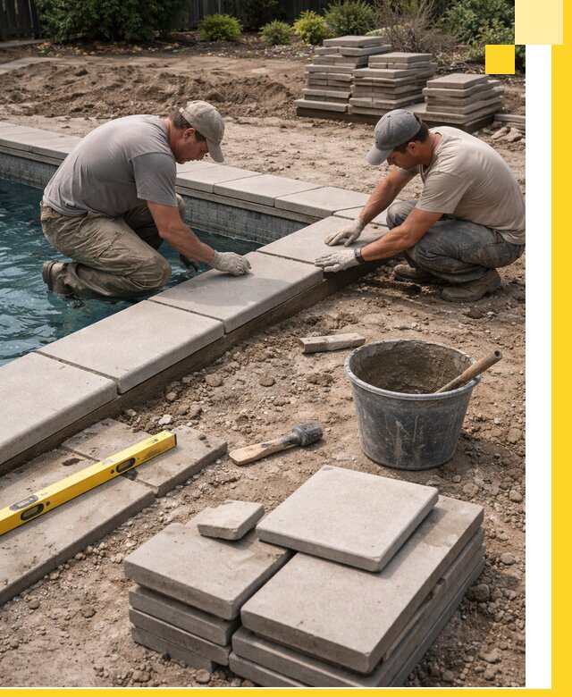 Установка и изготовление копингового камня для бассейнов в Искитиме