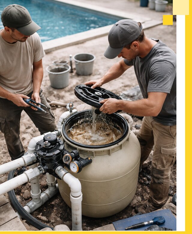 Установка и обслуживание песочных фильтров для бассейнов в Искитиме