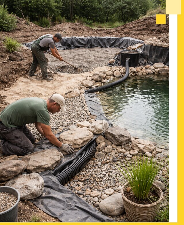 Строительство природных бассейнов и озер в Искитиме под ключ