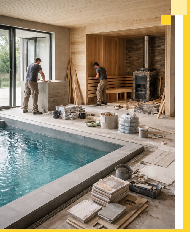 Проектирование и строительство бань с бассейном в Искитиме