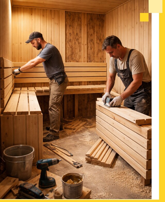 Профессиональный комплексный ремонт саун под ключ в Искитиме