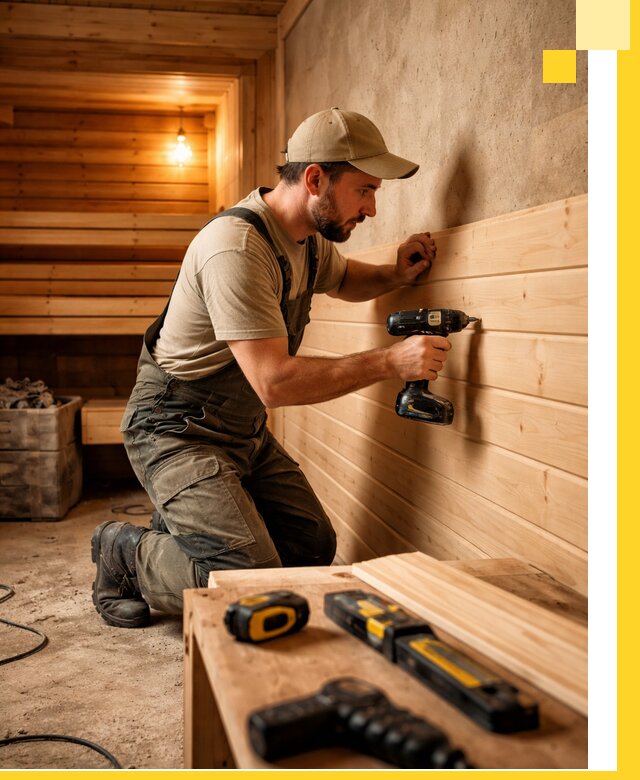 Профессиональная внутренняя отделка бани в Искитиме под ключ