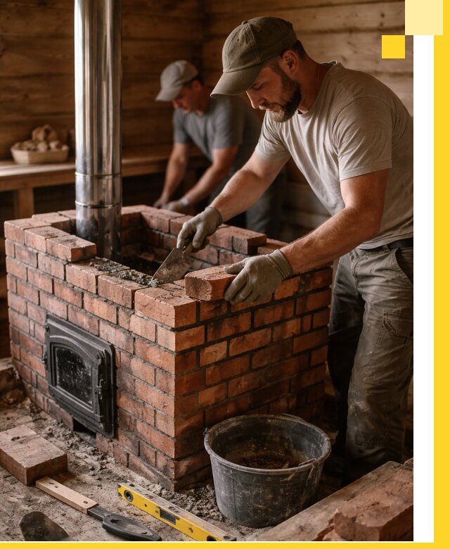 Кирпичные печи для бани под ключ в Искитиме, проект и монтаж