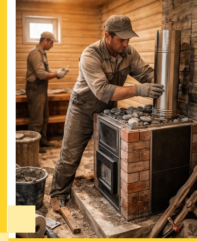 Монтаж печи в бане под ключ в Искитиме от 20384 р. | ЭриданСкм