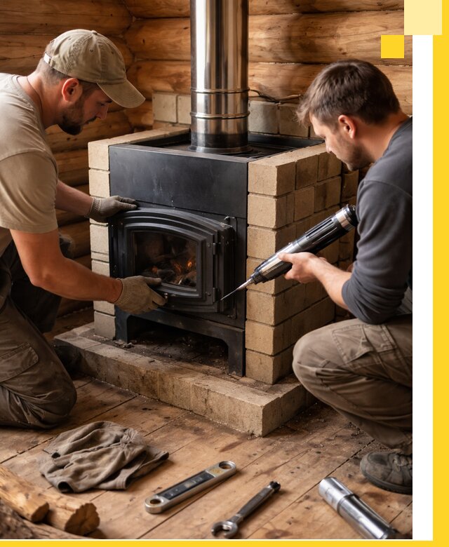 Монтаж и установка печи в бане под ключ с гарантией в Искитиме