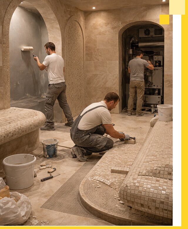 Строительство бани с хамамом и бассейном под ключ в Искитиме