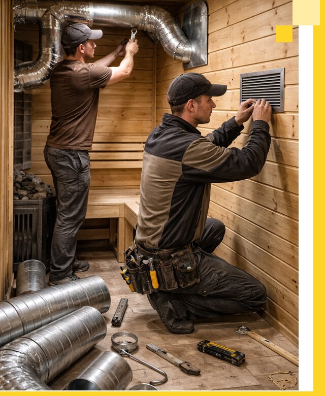 Проектирование и монтаж вентиляции бани в Искитиме под ключ