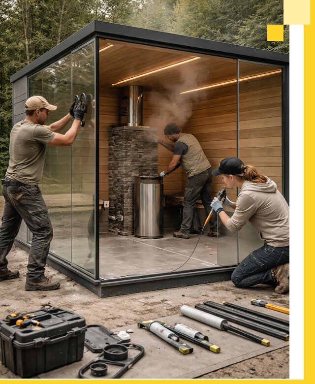 Проектирование и строительство стеклянных бань в Искитиме