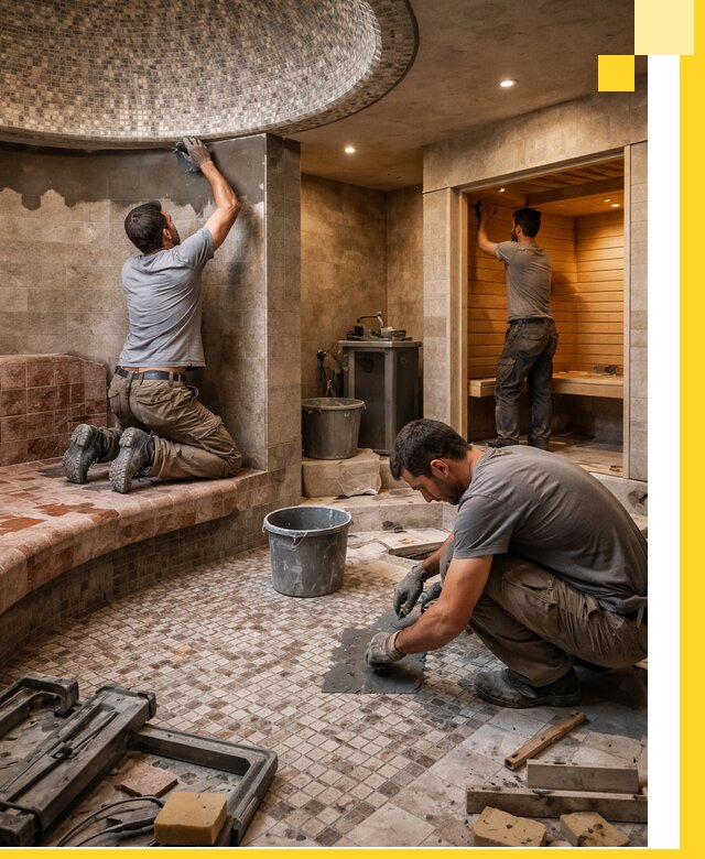 Проект и строительство хамама бани и сауны под ключ в Искитиме