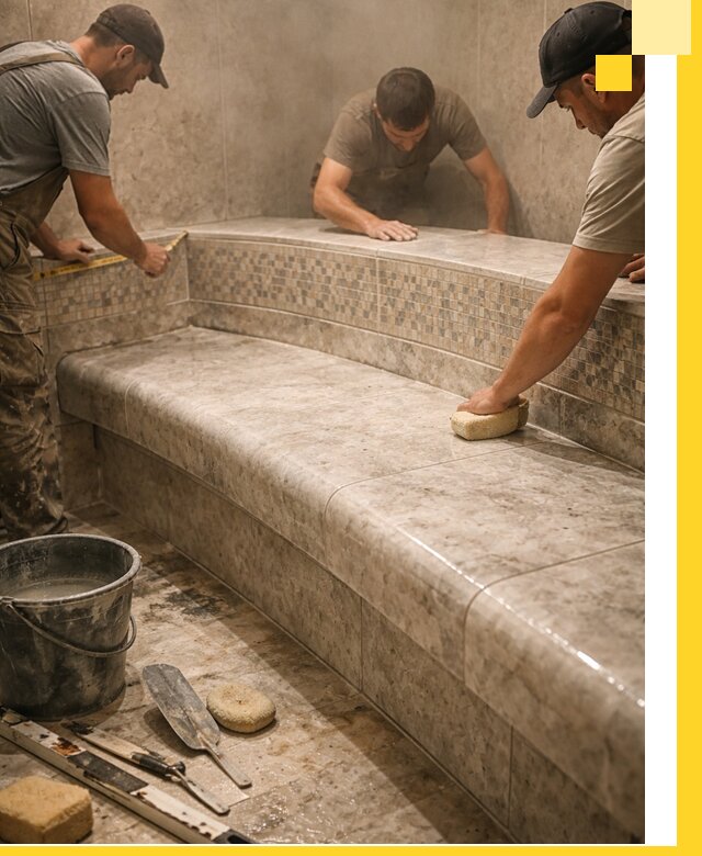 Изготовление и установка сидений для хамама в Искитиме